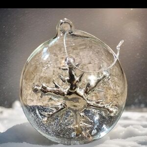 Hand Blown Clear Glass Angel Silver Star Christmas Ornaments